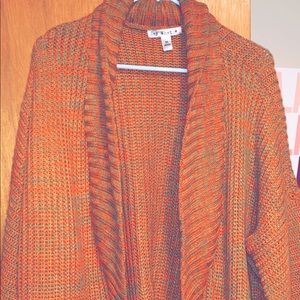 Orange & green netted cardigan